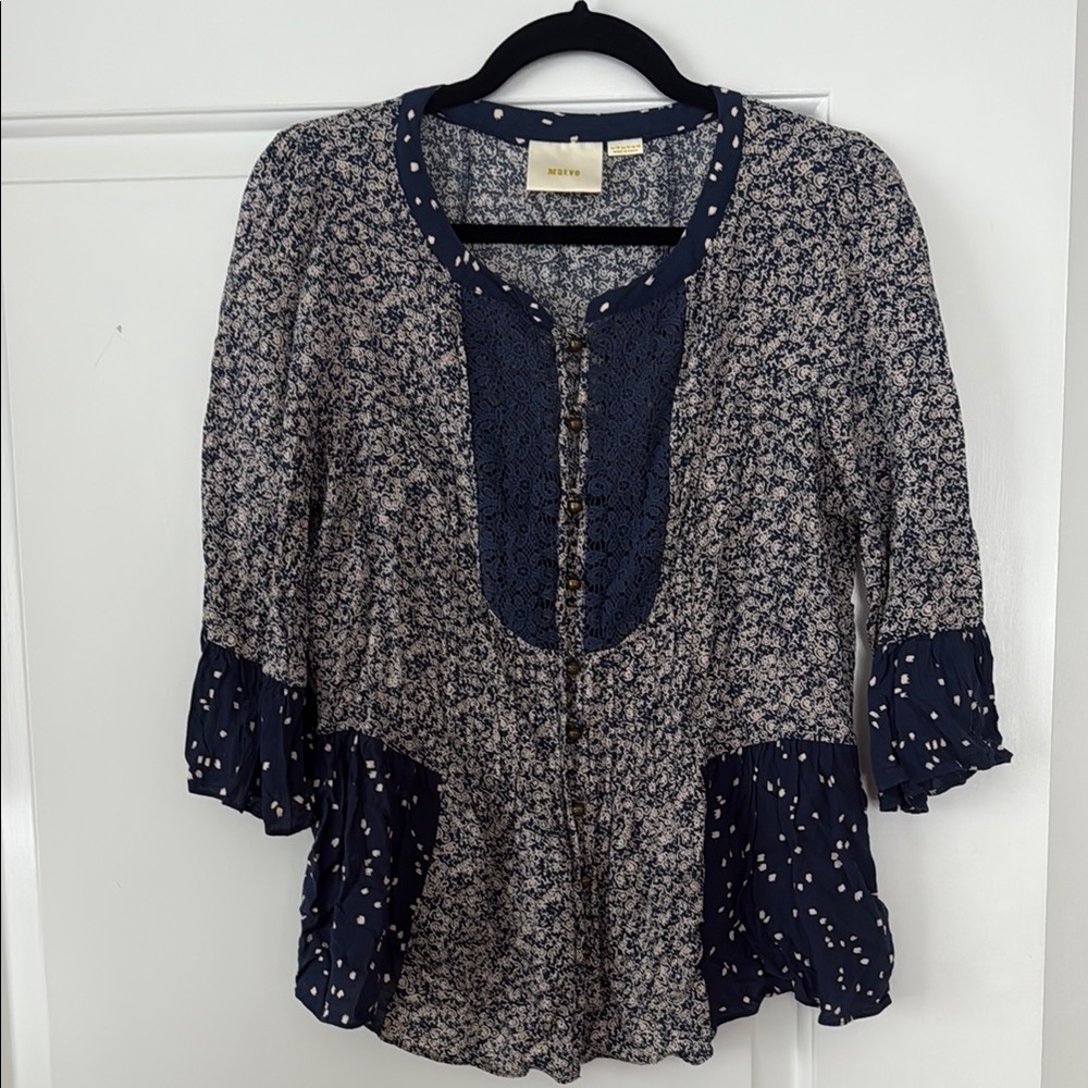 Maeve Blue Peplum Blouse
